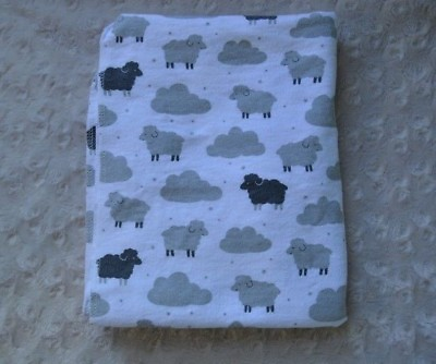 #ad Carter#x27;s Sheep Lamb Baby Blanket White Gray Flannel Receiving Cloud Star Dot $24.95
