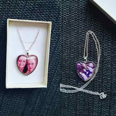 #ad Personalised Printed Photo Heart Pendant Necklace. Stainless Steel GBP 13.99