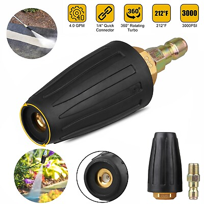 #ad 1 4quot; High Pressure Washer Rotating Turbo Nozzle Spray Tip 4.0 GPM 3000PSI Quick $14.98