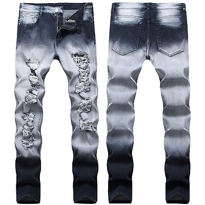 #ad Men#x27;s Jeans Stretchy Fashion Straight Slim Fit Jeans Men Stretch Jean $36.84