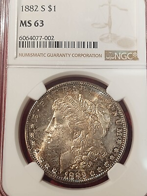 #ad 1882 S Morgan Silver Dollar PCGS MS 63 Heavy Crusty Toning PL Underneath Glowi $145.00