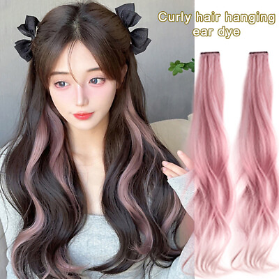 #ad 1 2Pcs Long Curly Hair Color Hair Piece Hair Extensions Clip Pads Hair Piece Bh $1.92