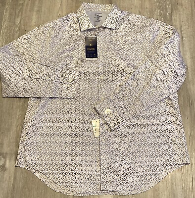 #ad Stafford 365 NWT Button Up Shirt All Temp Comfort 18 18.5 34 35 2XL White Blue $7.99