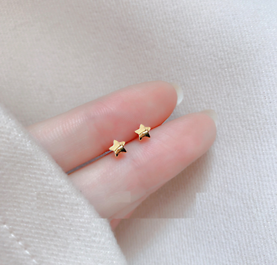 #ad Tiny Silver Gold Star Stud Earrings $8.99