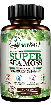 #ad Vegan Organic Irish Sea Moss Capsules Bladderwrack amp; Burdock Root Supplement $17.99