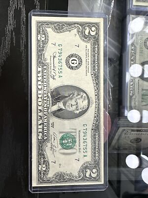 #ad #ad 1976 $2 Dollar Bill Ladder Fancy Serial Number In Excellent Condition US Note. $250.00