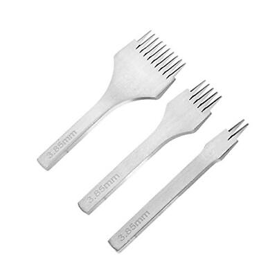 #ad 3PCS Leather Stitching Punch White Steel 2 5 10 Punch Prong Tool Set Lacing S... $22.55
