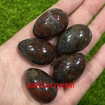 #ad 5pcs Natural Dragon Blood Jasper Egg Quartz Crystal Egg Pendant Reiki Healing 1quot; $13.99