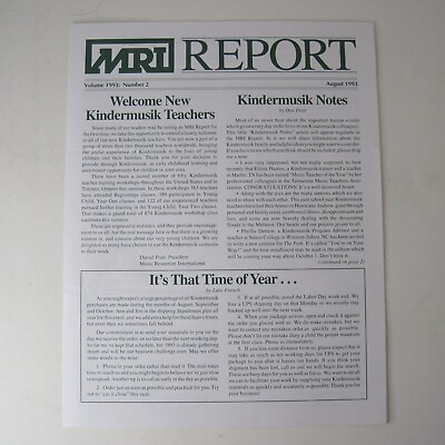 #ad Music Resource International MRI Report Volume 1993: Number 2 August 1993 $5.99