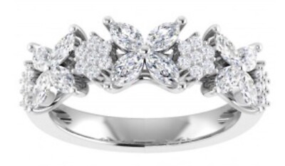 #ad BEAUTIFUL WOMEN 14K WHITE GOLD FINISH DIAMONDS AND SAPPHIRE SIZE 7 DESIGNER RING $169.00