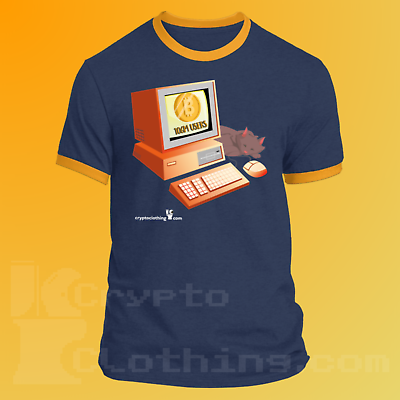 #ad Bitcoin BTC Crypto Navy Gold T Shirt UPC374 $35.00