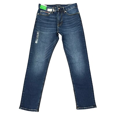 #ad NWT Tommy Hilfiger Men#x27;s Stretch Premium Denim Slim Fit Straight Dark Wash Jeans $64.98