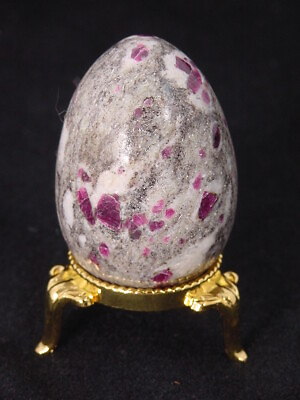 #ad BUTW Ruby in Granite Egg Healing Crystal 50 X 33 mm with stand 2086P $30.99