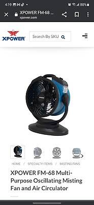 #ad FM 68 Multipurpose Oscillating Portable 3 Speed Outdoor Cooling Misting Fan amp;... $135.81