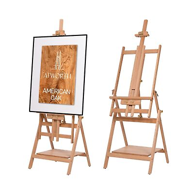 #ad ATWORTH American Oak Large Studio H Frame Painting Easel Hold Canvas up to 6... $166.23