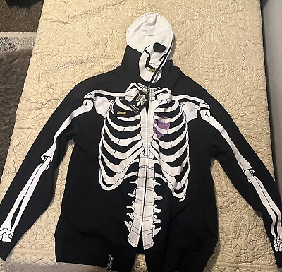#ad LRG Dead Serious Skeleton Halloween Hoodie Size L Black $125.00