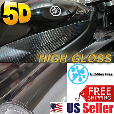 #ad High GLOSSY Premium 5D Carbon Vinyl Wrap Sticker Film Sheet BUBBLE FREE 72quot;x60quot; $49.49