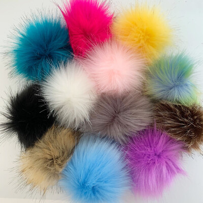 #ad 1PC 10cm 3.9inch Faux Fox Fur Pom Poms Ball for Knitting Hat DIY DIY $2.19