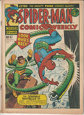 #ad UK Comic: Spider Man Comics Weekly #47 MM 1974 Stan Lee Spider Man amp; Thor AU $12.95