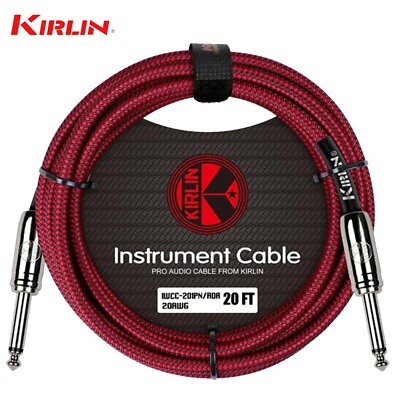 #ad Kirlin 20FT 1 4quot; Straight Ends Woven Red Guitar Bass Cables With Cable Tie $15.49