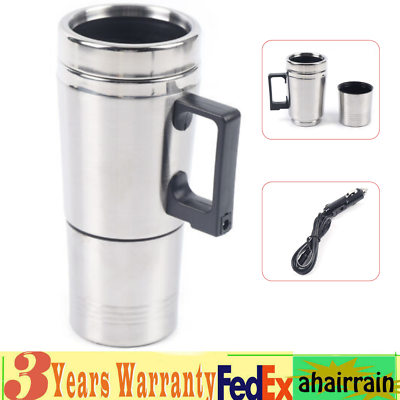 #ad Car Cup Heating Coffee Heated Stainless Portable Thermos Mug Anti scalding 100W $15.20
