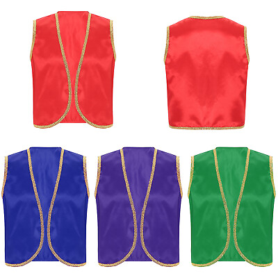 #ad US Mens Costume Performance Waistcoat East Saudi Arab Persian Tops Carnival Vest $12.59