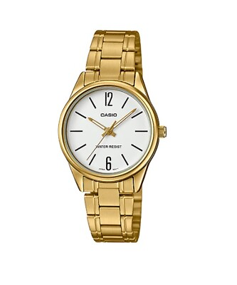 #ad Casio LTP V005G 7B Gold Ion Plated Stainless Steel Analog Womens Watch MTP V005 $36.99