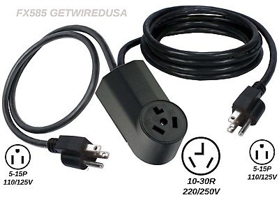 #ad 110 125V to 220 250V ADAPTER 10 30R DRYER RECEPTACLE POWER CORD CONVERTER 5 15P $139.95