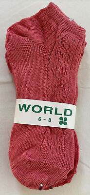 #ad 8 Pairs Women#x27;s Coral Color”World”Ankle Openwork Cotton Lace Socks NICE $10.00