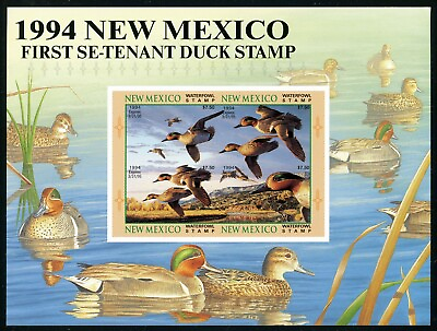 #ad NEW MEXICO #4MI 1994 STATE DUCK STAMP IMPERF SOUVENIR SHEET RARE by Steiner $495.00