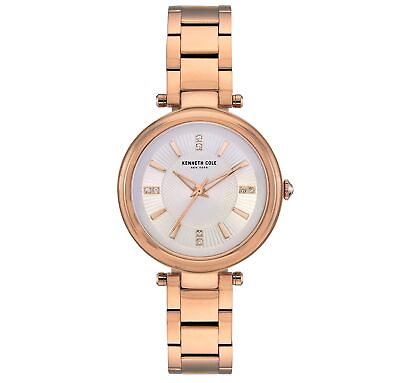 #ad Kenneth Cole Women#x27;s Classic Link Crystal KC50961001 Rose Gold Stainless Steel $23.99