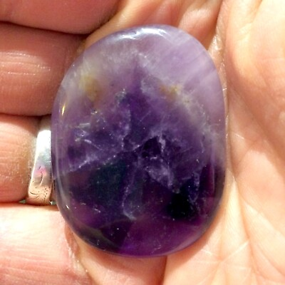 #ad Natural Amethyst Palm Stone Rock Purple Crystal Healing Reiki Polished Worry Sto $10.99