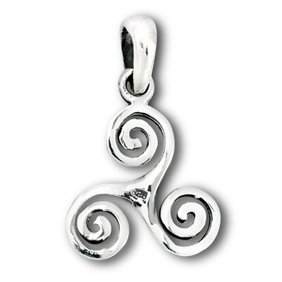 #ad Trinity Triskelion Pendant Sterling Silver Spiral Trinacria Triple Swirl Charm $10.99