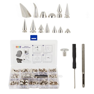 #ad 150 Piece Screw Spike Studs for Clothing DIY Crafts with Tools Assorted Sizes $19.39