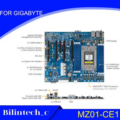 FOR GIGABYTE MZ01 CE1 128GB AM4 AMD DDR4 ATX standard Motherbroad Test ok $633.56