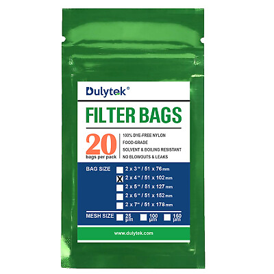 #ad Dulytek Premium Nylon Filter Bags 2quot; x 4quot; 25 100 160 Micron Mesh $13.49