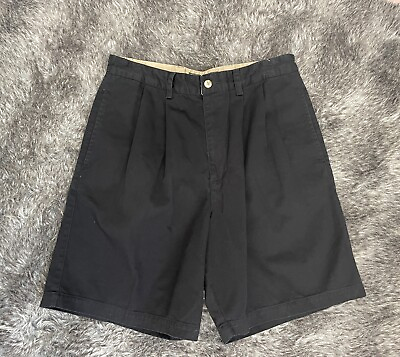 #ad Vintage Stone Hill Men’s Size 32 Black Pleated Casual Dad Trouser Shorts $12.99