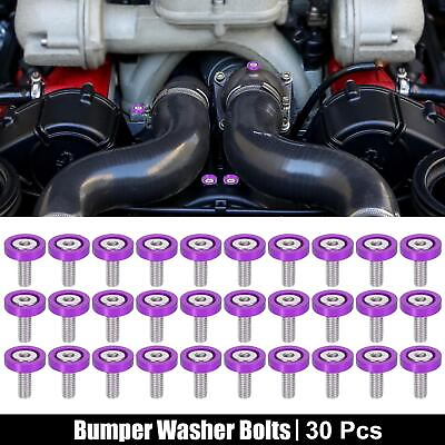 #ad 30pcs Bumper Mudguard Washer Bolts M6x1.0 Engine Bay Dress Up Screw Purple $16.49