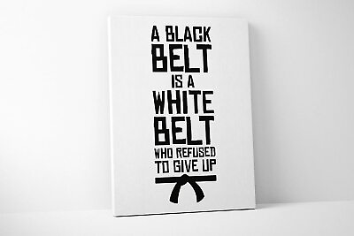 #ad Black Belt Canvas Jiu Jitsu Taekwondo Karate Martial Arts 18 x 24 Inches $58.00