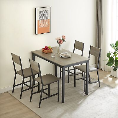 #ad 5 Piece Dining Set: Kitchen Table 4 Grey Chairs 47.2x27.6x29.7 inches $231.34