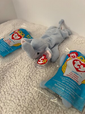 #ad Ty Beanie Babies Peanut The Elephant 4062 Light Blue Beanie Baby 2 Mini Peanuts $5500.00