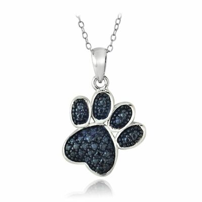 #ad 2Ct Simulated Black Diamond Dog Paw Pendant 925 Silver Gold Plated W 18quot; Chain $93.49