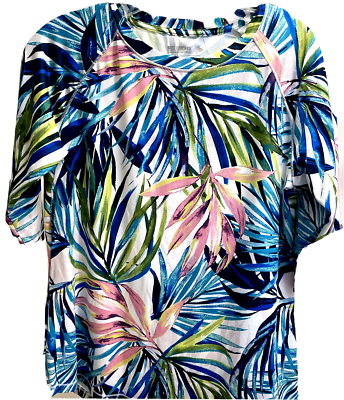 #ad REEL LEGENDS WOMEN#x27;S REEL TEC SHIRT SIZE PM tropical print short sleeve pullover $11.69