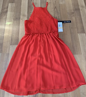 #ad NWT Sequin Hearts Womens Smocked Red Halter Party Mini Dress Juniors Size Small $15.00