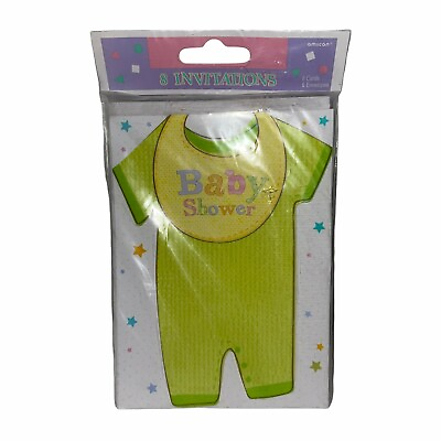 #ad NWT Amscan Cuddly Clothesline Baby Shower Unisex Baby Shower invitations 8 Ct $7.19
