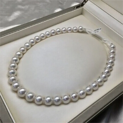#ad 17.8inch NATURAL AAAA 10 11MM south sea white Round pearl necklace 925s clasp $97.00