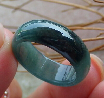 #ad Certified Icy Green Natural 100% A Jadeite Jade Circle Ring NO. 7.5 戒指 # 414128 $56.00