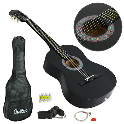 #ad 38quot; Full Size Acoustic Guitar Adult Kids Beginners Black Guitar with Guitar Pick $43.58