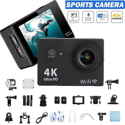 #ad Action Camera Ultra HD 4K 30fps WiFi 2.0 inch 170D Underwater Waterproof Helmet $26.99