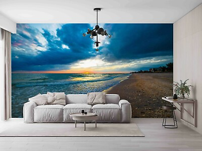 #ad 3D Tropical Coast Scenic Sunset Wallpaper Wall Mural Removable Self adhesive 57 AU $99.99